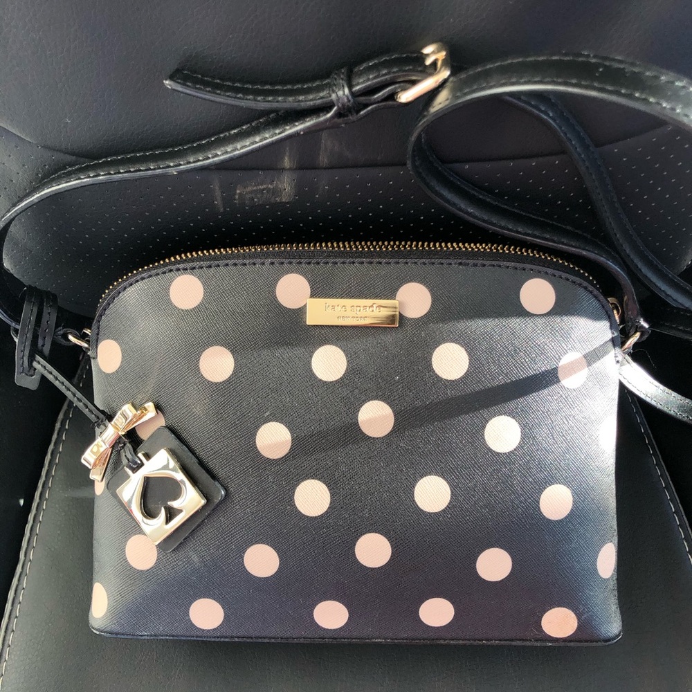 Kate Spade Polka Dot Black/cream Cross Body Bag